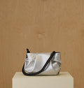 Perforated metallic leather mini convertible shoulder/crossbody bag