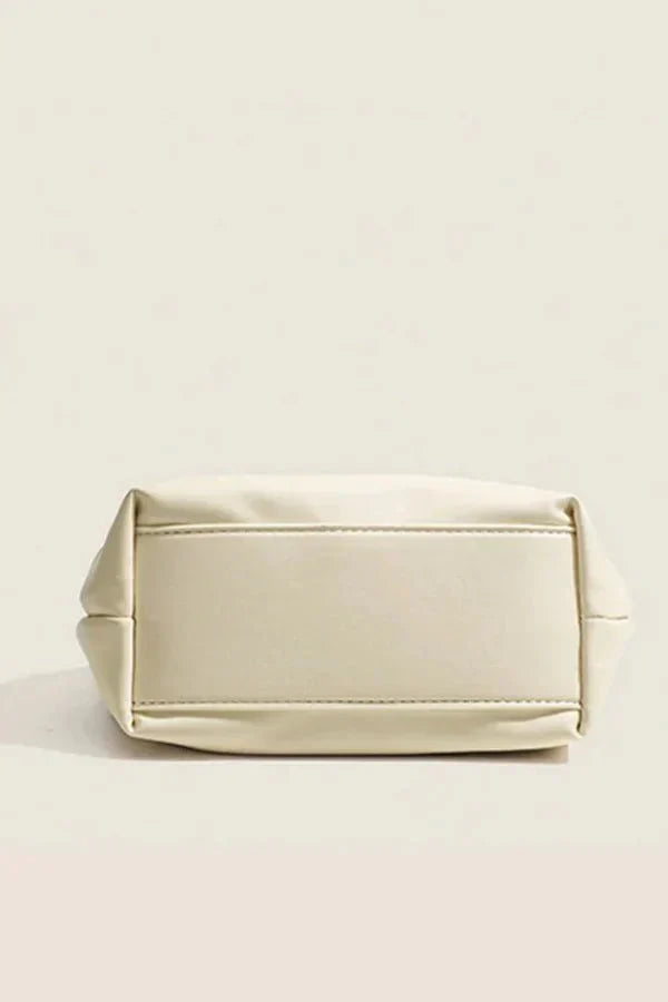 Ruched PU leather bucket bag