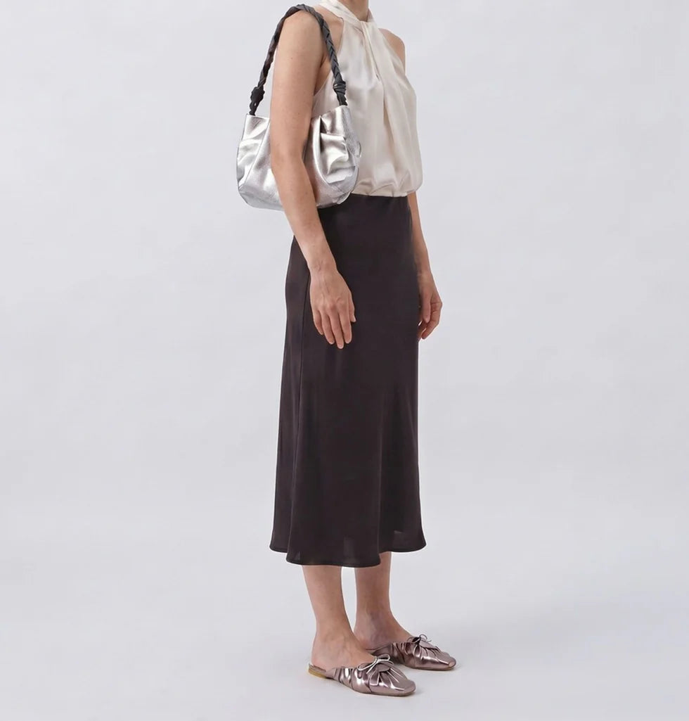 Perforated metallic leather mini convertible shoulder/crossbody bag