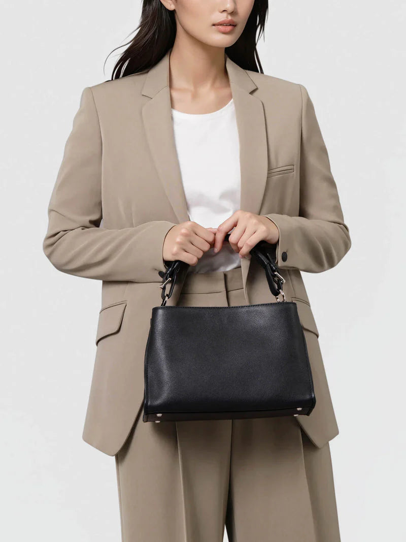Soft leather convertible top-handle/crossbody bag